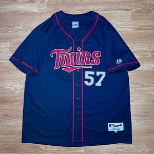 MLB Majestic Authentic Minnesota Twins #57 Johan Santana Baseball Jersey